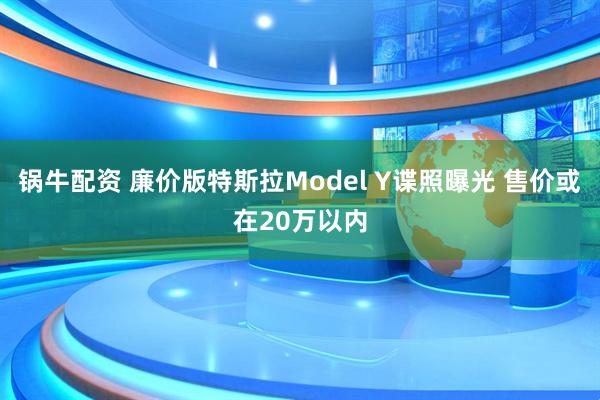 锅牛配资 廉价版特斯拉Model Y谍照曝光 售价或在20万以内