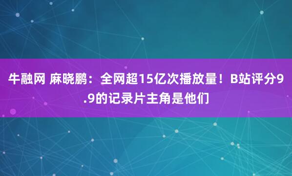 牛融网 麻晓鹏：全网超15亿次播放量！B站评分9.9的记录片主角是他们