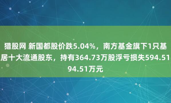 猎股网 新国都股价跌5.04%，南方基金旗下1只基金位居十大流通股东，持有364.73万股浮亏损失594.51万元